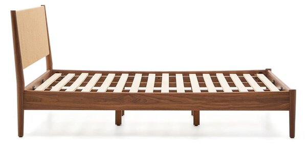 Tmavohnedá dvojlôžková posteľ z orechového dreva s roštom 180x200 cm Elan – Kave Home
