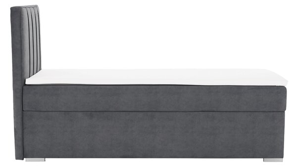 KONDELA Boxspringová posteľ, jednolôžko, sivá, 90x200, ľavá, AMIS
