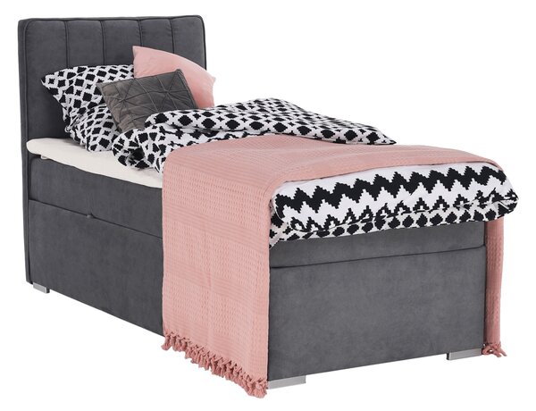 KONDELA Boxspringová posteľ, jednolôžko, sivá, 90x200, ľavá, AMIS