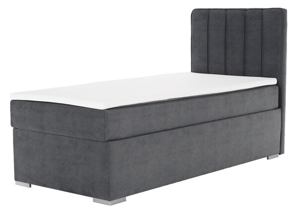 KONDELA Boxspringová posteľ, jednolôžko, sivá, 90x200, ľavá, AMIS