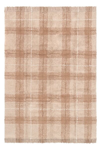 Svetloružový prateľný/ručne tkaný bavlnený koberec 90x120 cm Tartan Rose – Lorena Canals