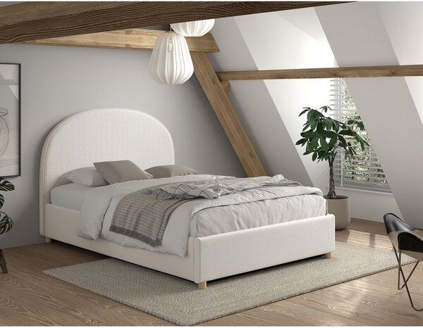 Biela čalúnená dvojlôžková posteľ s úložným priestorom s roštom 140x200 cm Moon – Vipack