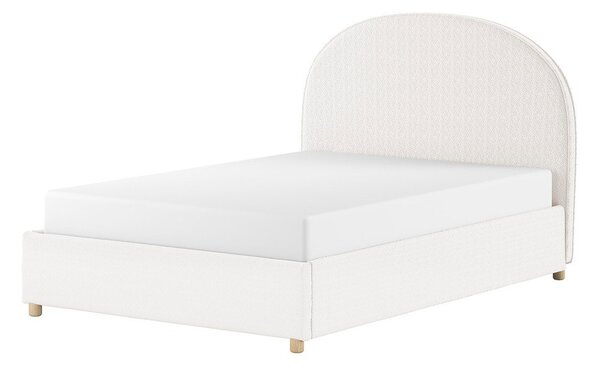 Biela čalúnená dvojlôžková posteľ s úložným priestorom s roštom 140x200 cm Moon – Vipack