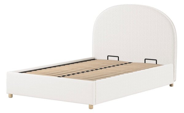 Biela čalúnená dvojlôžková posteľ s úložným priestorom s roštom 140x200 cm Moon – Vipack