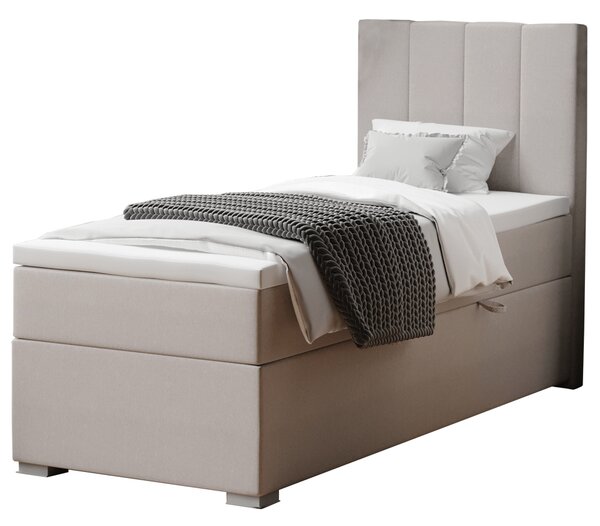 KONDELA Boxspringová posteľ, jednolôžko, taupe, 90x200, pravá, BRED
