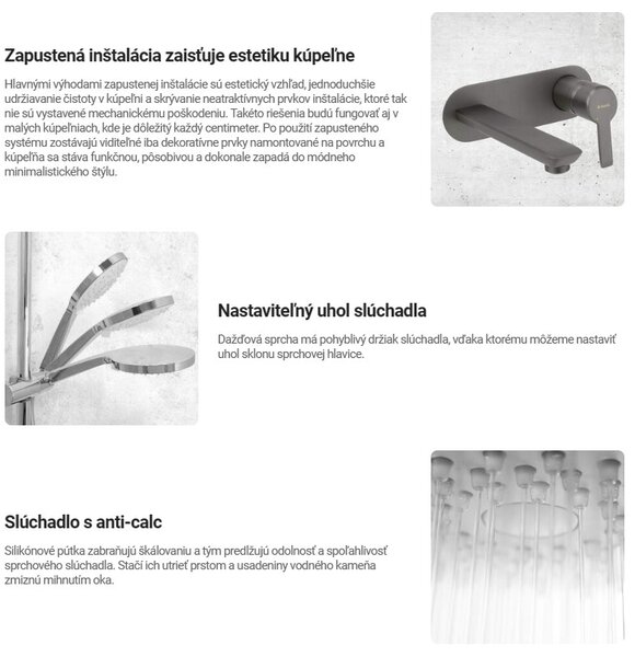 Deante Silia, 4-otvorová vaňová batéria pod omietku so sprchovou súpravou, grafitová, DEA-BQS_D18P