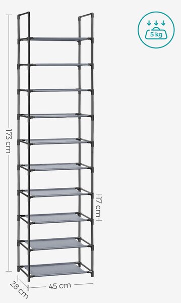 REGÁL NA TOPÁNKY, sivá, 45/173/28 cm - Online Only drobný nábytok, Online Only