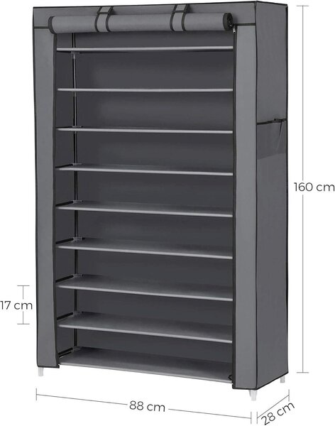 REGÁL NA TOPÁNKY, tmavosivá, 88/160/28 cm - Online Only drobný nábytok, Online Only