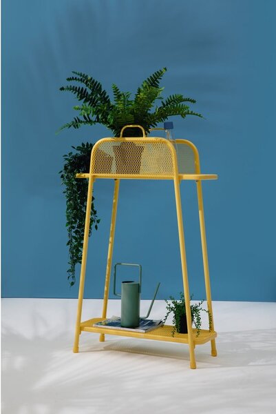 Žltá kovová polica na balkón Garden Pleasure MWH, výška 105,5 cm