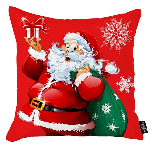 Červená vianočná obliečka na vankúš Mike & Co. NEW YORK Honey Christmas Santa Claus, 45 x 45 cm