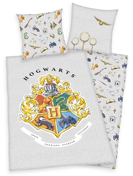 Herding Bavlnené obliečky Harry Potter sivá, 140 x 200 cm, 70 x 90 cm
