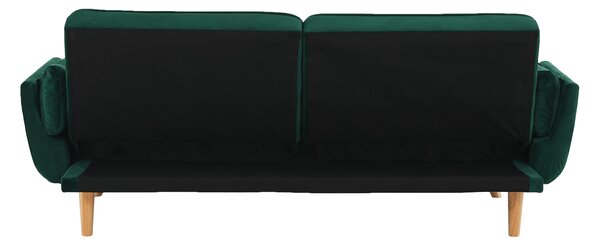KONDELA Rozkladacia pohovka, smaragdový zamat/buk, KAPRERA NEW