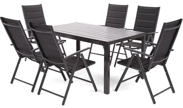 Záhradný jedálenský set 6+1 s polstrovaním BestBerg BBGF-90B / čierny