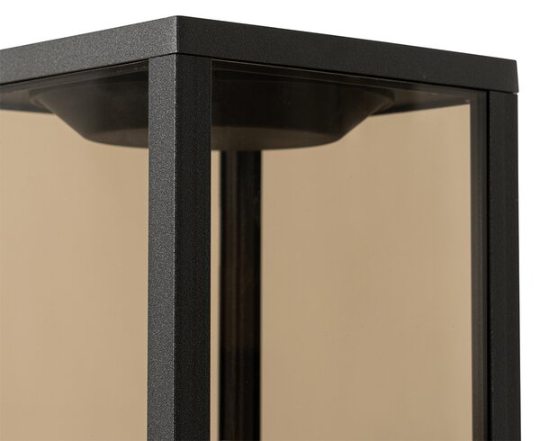 Stojaca vonkajšia lampa čierna s dymovým sklom 80 cm IP44 - Charlois