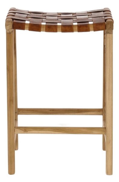 Barová stolička z imitácie kože v prírodnej farbe (výška sedadla 67 cm) Calixta – Kave Home