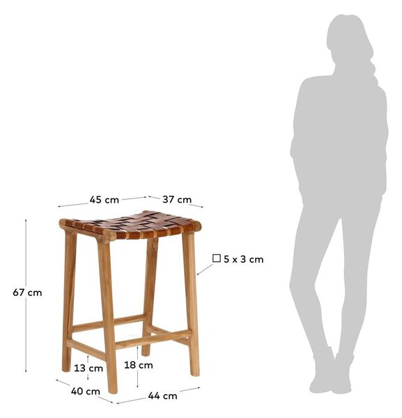 Barová stolička z imitácie kože v prírodnej farbe (výška sedadla 67 cm) Calixta – Kave Home