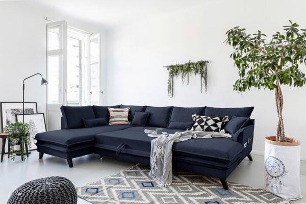 SEDACIA SÚPRAVA, textil, tmavomodrá P & B - Sedačky, Online Only
