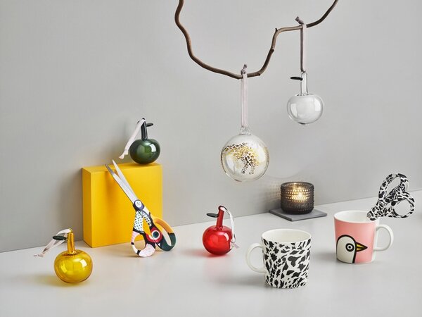 Iittala Sklenené ozdoby jabĺčka Oiva Toikka, žlté / 3ks