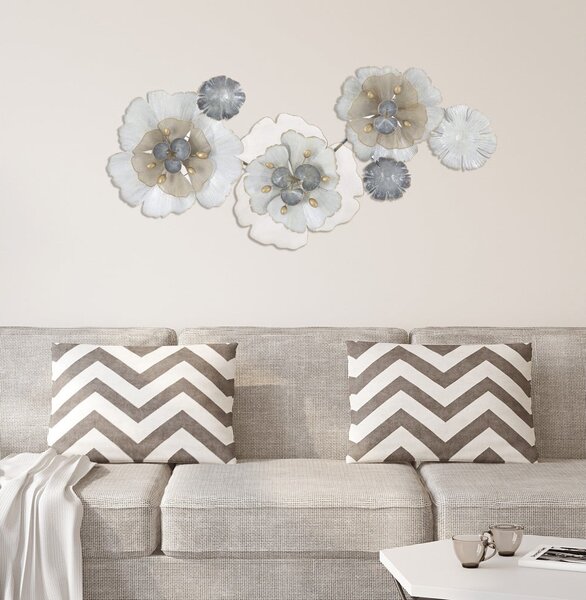 Nástenná kovová dekorácia Mauro Ferretti Flowery, 119 × 60 cm