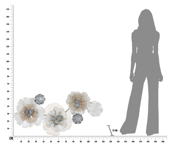 Nástenná kovová dekorácia Mauro Ferretti Flowery, 119 × 60 cm