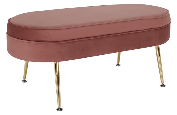 Luxusný taburet, ružová Velvet látka/chróm zlatý, Art-deco, NOBLIN NEW TYP 2
