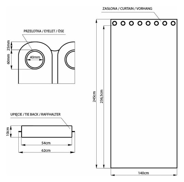 Čierny dimout záves 140x245 cm Kierra – Restilo