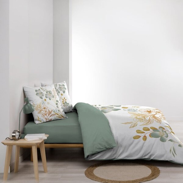 Biele/zelené bavlnené obliečky na dvojlôžko/predĺžené 240x220 cm Lolita – douceur d'intérieur