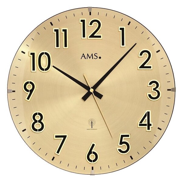 Rádiom riadené dizajnové hodiny AMS 5974 zlaté
