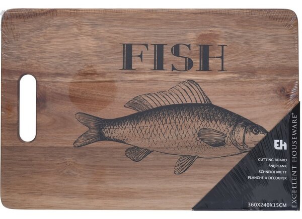 EH Drevená krájacia doštička Fish, 36 x 24 x 1,5 cm
