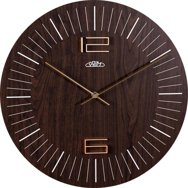 Moderné nástenné hodiny PRIM Wood Thin hnedé