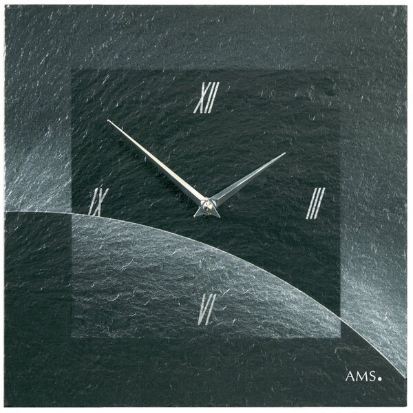 AMS 9518 dizajnové nástenné bridlicové hodiny, 30 x 30 cm