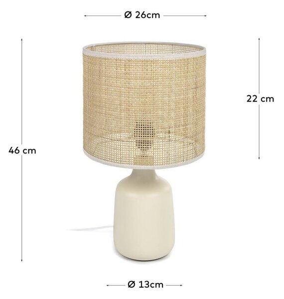 Krémová/v prírodnej farbe keramická stolová lampa (výška 46 cm) Erna – Kave Home
