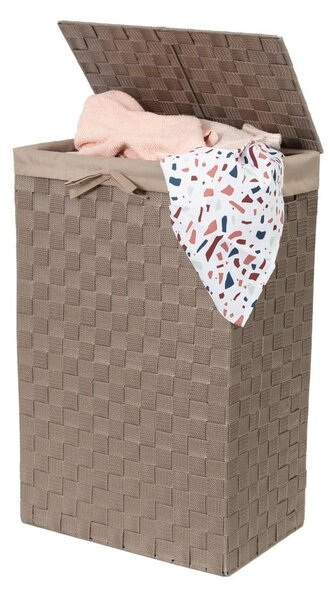 Hnedý viskózny kôš na bielizeň s vekom Compactor Laundry Basket Linen, výška 60 cm
