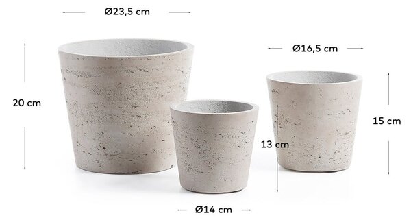Betónové kvetináče v súprave 3 ks ø 23,5 cm Low – Kave Home