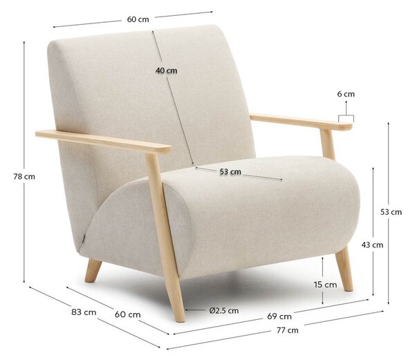 Béžové/krémové ženilkové kreslo Meghan – Kave Home