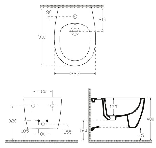 Isvea Isvea, SENTIMENTI bidet závesný 36x51 cm, 10AR41010SV