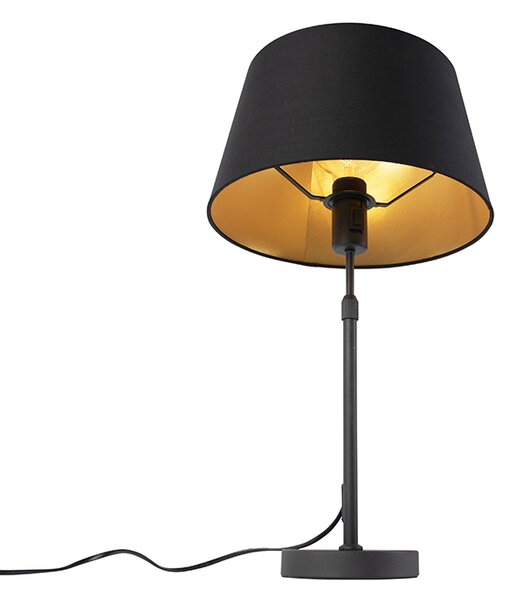 Stolná lampa čierna s tienidlom čiernym so zlatom 35 cm - Parte
