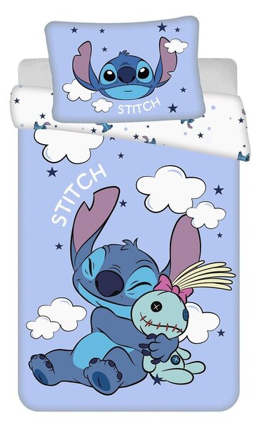 Modré bavlnené detské obliečky do postieľky 100x135 cm Lilo & Stitch "Clouds" – Jerry Fabrics