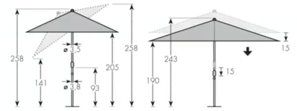 Doppler ALU WOOD záhradný slnečník 300 x 200 cm béžový Doppler