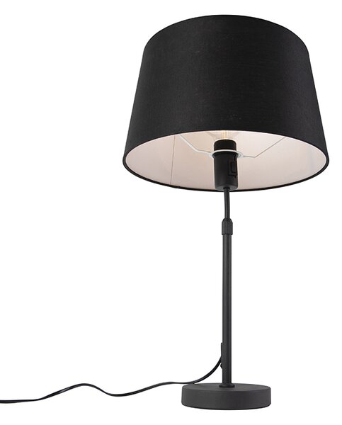 Stolná lampa čierna s ľanovým tienidlom čiernym 35 cm nastaviteľná - Parte