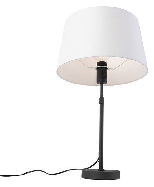 Stolná lampa čierna s bielym ľanovým tienidlom 35 cm nastaviteľná - Parte