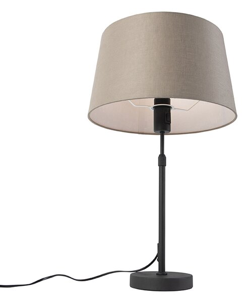 Stolná lampa čierna s tienidlom z ľanu taupe 35 cm nastaviteľná - Parte