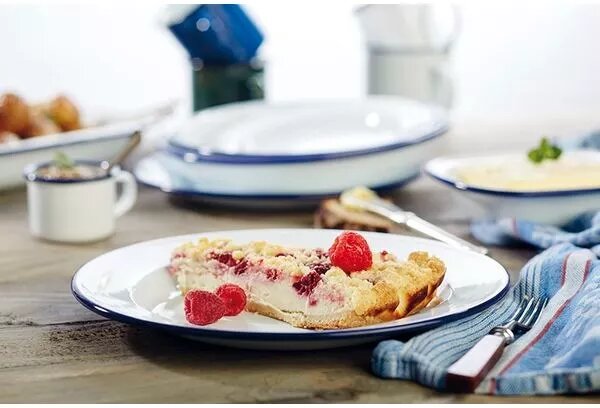 Miska APS Enamelware 350 ml, biela/modrá