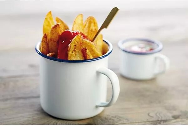 Miska APS Enamelware 350 ml, biela/modrá