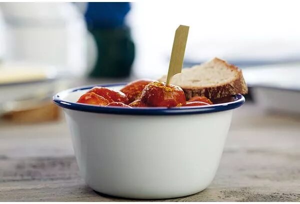 Miska APS Enamelware 350 ml, biela/modrá
