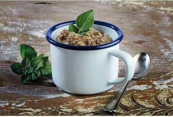Miska APS Enamelware 350 ml, biela/modrá