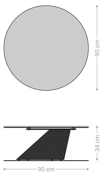 DELIFE Konferenčný stolík Edge okrúhly 90x90 cm keramika Laminam® Noir Desir hnedá parabi nerezová oceľ kefovaná