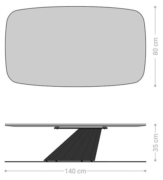DELIFE Konferenčný stolík Edge zaoblený 140x80 cm keramika Laminam® Noir Desir hnedá Parabi nerezová oceľ kefovaná