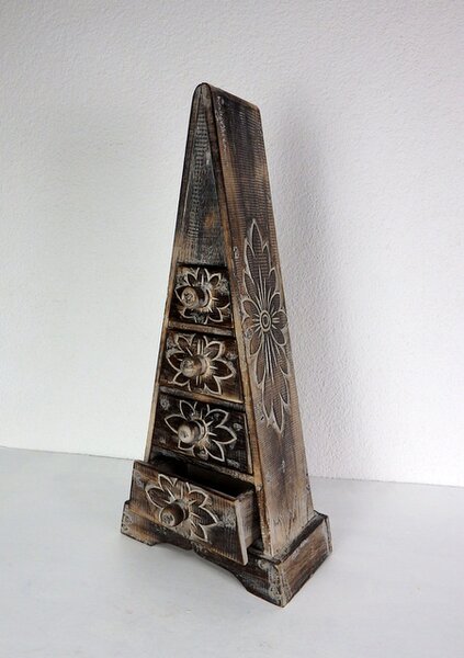 Šperkovnica PYRAMIDA z dreva, 50, 58 a 80 cm