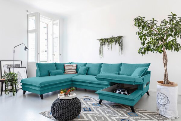 SEDACIA SÚPRAVA, textil, tyrkysová P & B - Sedačky, Online Only
